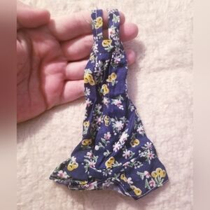 Peasant Blue Floral Barbie Doll Dress with Yellow Berries Vintage